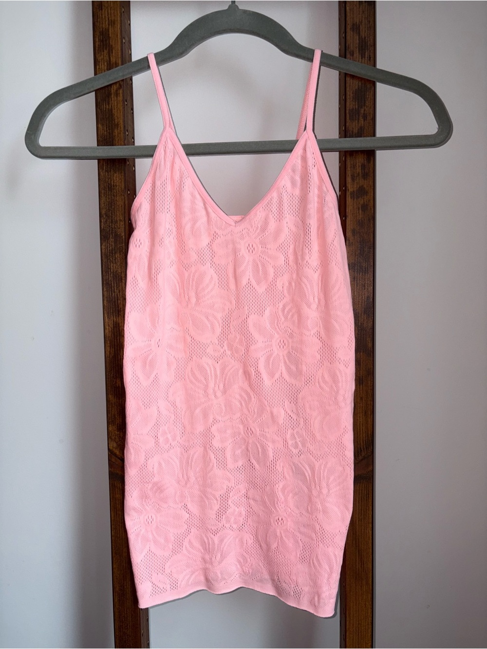 Vintage Y2K Hollister Soft Pink Lace Patterned Cami Top Made in USA One Size EUC